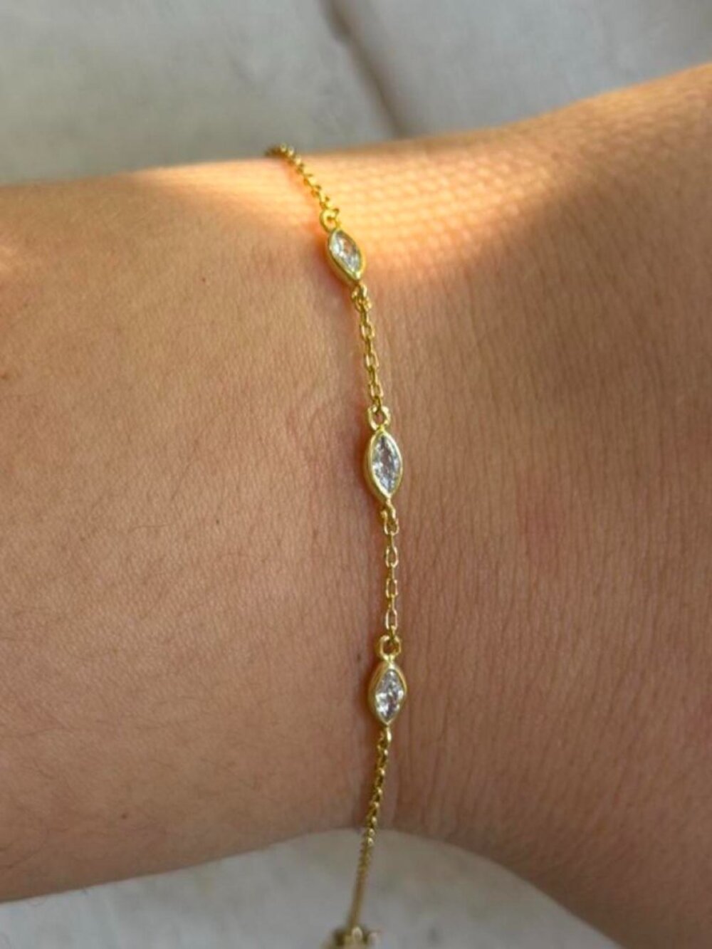 Gold-Tone Marquise Station Bracelet